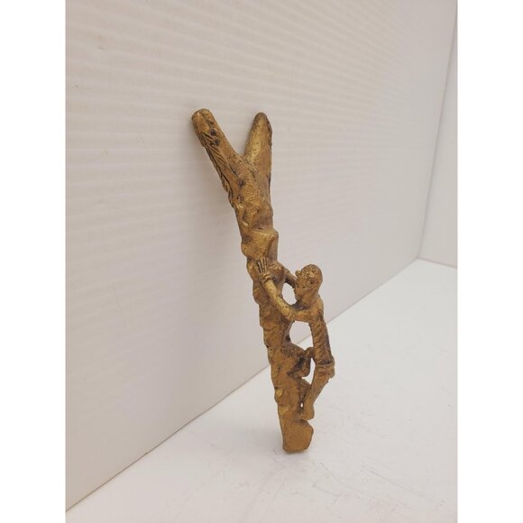 Vintage Brass man climbing tree Brass- home Decor- handmade Art- Design-… - Picture 6 of 10